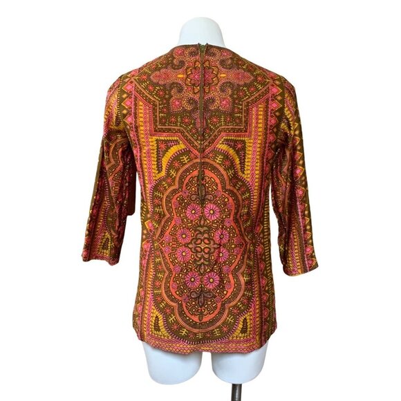 Vera Neumann Vintage 1960s Print Shirt Orange Pink Size XS/S - Picture 7 of 9